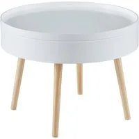 en.casa Couchtisch, »Bongard« Ø60 x 45 cm in glatter Optik rund Weiß