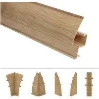 Lemal Sockelleiste, PVC Fußleisten 60x26mm mit Kabelkanal - (Endkappe links) Vinyleiste Abdeckleiste Bodenprofil