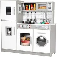 TLGREEN Kinder-Küchenset,Spielküche XXL, Spielzeugküchen, (Puppenküche Kinderküche mit Waschmaschine, Eismaschine, Telefon), 82x80x25 cm
