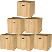 Koopman Aufbewahrungsbox Schrankbox Aufbewahrung 31x31x31cm Bambus faltbar 6er Set (Set, 6 St., Packung), Flexibel, Hellbraun, Leicht, Faltbar, Aufbewahrungsbox