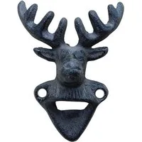FTWdesign Flaschenöffner Hirsch Wandflaschenöffner aus Gusseisen