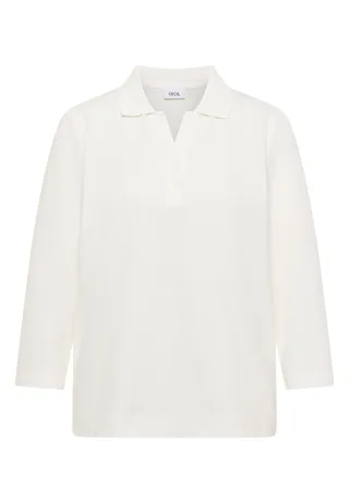 CECIL - 3/4-Arm Poloshirt mit Knopfdetail vanilla white - Gr. - XL