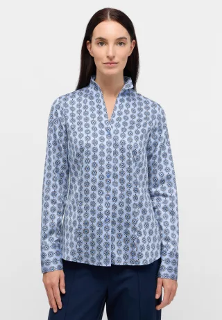ETERNA - Bluse Satingewebe Langarm blau - Gr. - 42