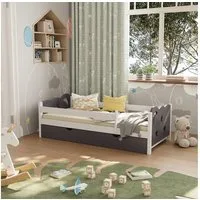 VitaliSpa® Kinderbett Jessica, Grau/Weiß, 80x160 cm mit Schublade, ohne Matratze (2-tlg), Fade Resistant