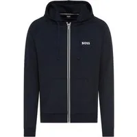 BOSS Kapuzensweatjacke Authentic aus Baumwoll-Terry mit kontrastfarbenem Reißverschluss