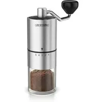 Arendo Kaffeemühle Manuelle Handmühle mit Keramik Kegelmahlwerk, 25g Bohnenbehälter, Kegelmahlwerk, 25 g Bohnenbehälter, Edelstahl, 5 Mahlgradstufen, kompakt, für Zuhause & unterwegs, Camping