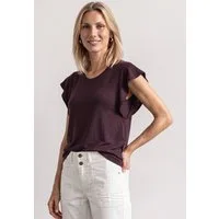 STREET ONE Shirttop Sommershirt mit kurzen Volant-Ärmeln