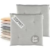 Esprit Stuhlkissen NEEDLESTRIPE Sitzkissen, 40 x 40 cm - 2er Set in Grau
