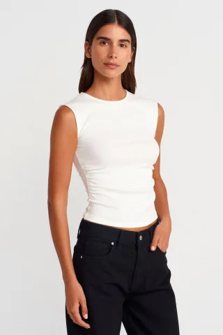 Damen Rippenshirt ohne Ärmel mit Rundhalsausschnitt