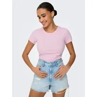 ONLY Rundhalsshirt ONLEMMA S/S SHORT TOP NOOS JRS Rundhals, modisch, regular fit, gewellter Abschluss, unifarben