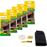 SCHELLENBERG Fliegengitter-Gewebe Elastic ohne bohren, (Set, 5-St), elastischer Insektenschutz für Fenster, 130 x 150 cm, anthrazit, weiß