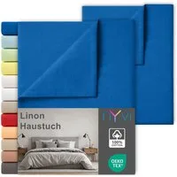 NYVI Betttuch Linon Deluxe Bettlaken ohne Gummizug aus 100% atmungsaktiver Baumwolle, Baumwolle, (2 Stück), Betttuch auch als Sommerdecke nutzbar, OEKO-TEX 100, Bei 60°C waschbar