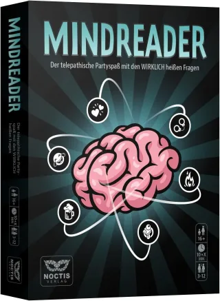 Noctis Verlag Mindreader - Das Partyspiel für einen witzigen Spieleabend mit Freunden - Kartenspiel ist für Jede Anlass Pflicht - JGA-Feier - Silvester - lustige Spiele Geschenk Männer und Frauen