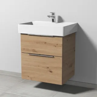 Sanipa 3way Waschtischunterbau zu Duravit Dura Square Waschtisch mit 2 Auszügen, Eiche Natural-Touch UM42685