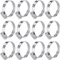 Poppstar Schlauchschelle Edelstahl Schlauchschellen verstellbar (Bandbreite 9 mm), (Spannbereich 25-40 mm, 12-St), Rohrschellen-Set mit hoher Zugkraft