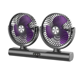 Tevorex Dual Head Wall Mounted Fan with 360° Rotation Three Speed Settings 4000mAh USB Rechargeable Battery for Home and
