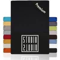 STUDIO Spannbettlaken STUDIO Premium Spannbettlaken 90x200 – 100x220 cm, Jersey, Gummizug: rundum, (1 Stück), 90x200 - 100x220cm Bettlaken Spannbetttuch bis 35cm Höhe Schwarz