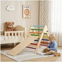 TLGREEN Klettergerüst Indoor Klappbar, 2 in 1 Kletterdreieck mit Rutsche, (Holz Montessori Motorik Spielzeug, 2-St., Ideal für Anfänger, kleine Wohnungen und den Einstieg), Kletterdreieck klappbar