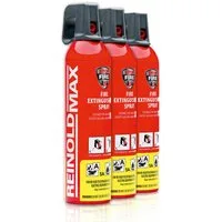 Xenotec Feuerlöschspray XENOTEC Premium Feuerlöschspray– REINOLDMAX– ohne Wandhalter, Dauerdruck, Wasser, Löschschaum AFFF 1 %, N2, (3-St) Auto, Wohnung, Wohnmobil, Garten, Grill