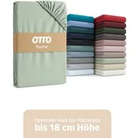 OTTO home Spannbettlaken PHYSALIS in BASIC und PREMIUM Qualität, 100% Baumwolle, Jersey (160 g/m), Gummizug: rundum, (1 Stück), für Matratzen bis 18 cm Höhe, Bettlaken, Spannbetttuch, pflegeleicht