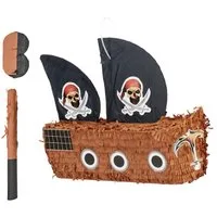 relaxdays Pinata Set Piratenschiff Stab & Maske