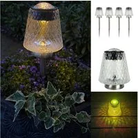 Online-Fuchs LED Solarleuchte - 4er Set Solarleuchten XL für außen - Lampen im Garten, als Beetstecker oder Tischleuchte verwendbar, Warmweiß oder Farbwechsel, 45 cm groß - Deko für Balkon, Terrasse und Garten
