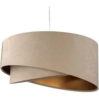 Licht-Erlebnisse Pendelleuchte HELSINKI, ohne Leuchtmittel, Stoffschirm Beige Gold Ø 50 cm groß E27 Modern Hängelampe Esszimmer