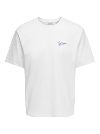 ONLY&SONS - ONSMILO SKETCH LIFE RLX COAST SS TEE Bright White - Gr. - XL