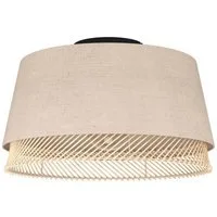 EGLO Deckenleuchte TABLEY Deckenlampe, Wohnzimmerlampe, Leinen, Bambus, Natur, E27, ohne Leuchtmittel, Wohnzimmer, Schlafzimmer, Flur, Küche, modern, gemütlich, 38x23,5cm