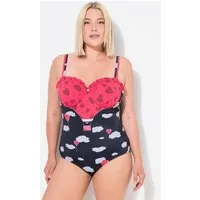 Ulla Popken Badeanzug Badeanzug Herzen Rüschen Bügel-Softcups