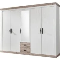 Home affaire Drehtürenschrank Florenz Landhausschrank,rustikale Metallgriffe mit feinen Verzierungen Kleiderschrank mit Spiegel Schlafzimmerschrank BESTSELLER Garderobe