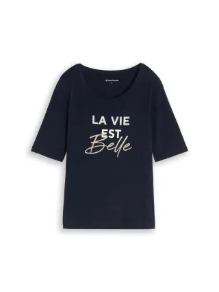 Tom Tailor - Slim Fit T-Shirt mit Print sky captain blue - Gr. - S