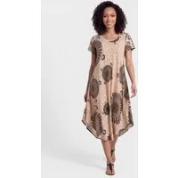 PEKIVESSA Sommerkleid Luftiges Strandkleid mit asymmetrischem Saum und lässigem Mandala-Muster im Ethno-Look