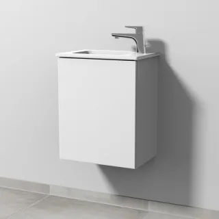 Sanipa 3way Waschtischunterbau zu Duravit ME by Starck Waschtisch mit 1 Tür, Weiß-Soft SM72043