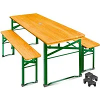 KESSER Bierzeltgarnitur 3 teiliges-Set, Festzeltgarnitur, 170cm, Klappbar, 2x Bierbank, 1x Biertisch, Bodenschoner