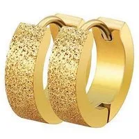 Taffstyle Paar Creolen Schmuck Ohrringe Creolen Huggie Klappverschluss sandgestrahlt Gold (zum Geburtstag Weihnachten Valentinstag), Klassische Ohrringe Creolen Frauen Damen Schmuck Geschenke Muttertag