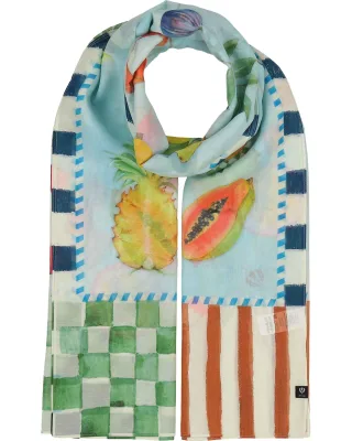 FRAAS - Schal Schal mit Urlaubs-Motiven in Seidenmischung true blue - Gr. - OS