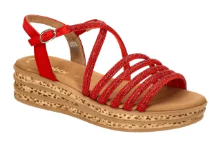 Gabor 64.555 Fire Damen Sandalette Plateau Keilabsatz - Echtleder Velour & St...