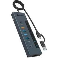 IB-HUB1742CR-C2PD, Dockingstation hellblau, USB-A, USB-C, SD, microSD