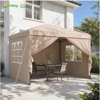 Sekey Faltpavillon 2x2/3x3/3x6 m, Gartenpavillon mit 4 Seitenteilen Partyzelt Wasserdicht, mit 4 Seitenteilen, Gartenpavillon 3 x 3 winterfest, Pavillon Pop Up Partyzelt, für Garten
