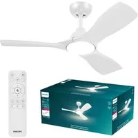 Philips LED Deckenleuchte Olas 24W DC-Ventilator 30W, fixe Rotorblätter, ⌀ 106cm, schwarz-braun, CCT - über Fernbedienung, Dimmer, Dimmfunktion, Ein-/Ausschalter, Farbsteuerung, Fernbedienung, Infrarot inkl., Memoryfunktion, Ventilatorfunktion, dimmb
