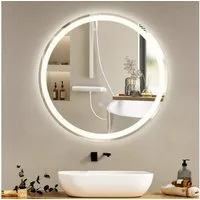 Nettlife Badspiegel Rund Touch Schalter und Entfogger Wandspiegel Beleuchtet 50/60/70/80cm, Dimmbar Memories Funktion Ideal für Badezimmer