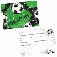 nikima Einladungskarten 10 Einladungskarten mit Mattfolie Fußball für Kindergeburtstag