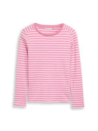 Denim Tom Tailor - Langarmshirt mit Streifenmuster tonal blush rose stripe - Gr. - XS