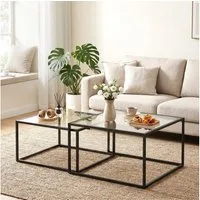 HOMCOM Couchtisch 2er-Set Satztische (Set, 2-St., 2er-Set), Platzsparend stapelbar, robustes Metallgestell
