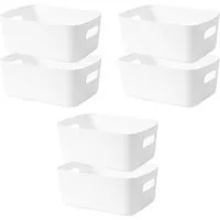 FELIXLEO Aufbewahrungsbox Aufbewahrungsbox Aufbewahrungskorb Regal Kunststoffbox (Weiß) (6 St)
