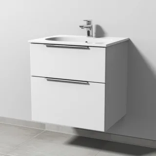 Sanipa 3way Waschtischunterbau zu Geberit Acanto Slim Waschtisch mit 2 Auszügen, Weiß-Soft UM41043