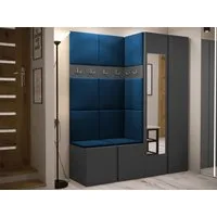 MIRJAN24 Garderoben-Set Orion XII, (Komplett-Set, Schrank, Schrank mit Spiegel, 2x Kleiderhaken, Paneel 11x 42x42), Auswahl aus Fronten und Polsterplatten