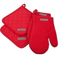 ROSS Topflappen Exclusiv, (Set, 4-tlg), 2x Topflappen und 2x Grillhandschuh, 100% Baumwolle