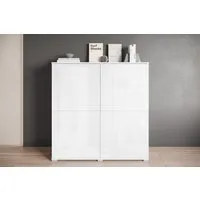 OTTO home Highboard Kenia, moderne grifflose Hochkommode mit 4 Türen, Breite 120 cm (1 St), Push-to-Open-Fronten, höhenverstellbaren Einlegeböden